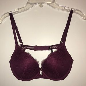 Victoria Secret Maroon Lace Push Up Bra 32B